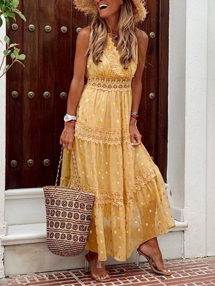 Lichtgewicht Boho Zomerjurk in Ibiza-stijl met V-hals – Niva