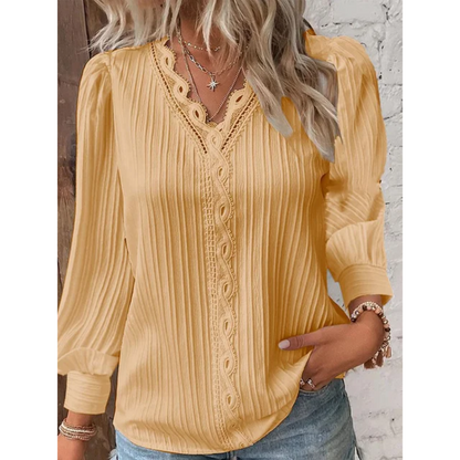 Stijlvolle damesblouse met V-hals en lange mouwen - Alvara