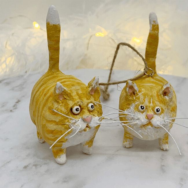 Uniek Handgemaakt Katten Kerstornament - Purrfect Holiday Hangers