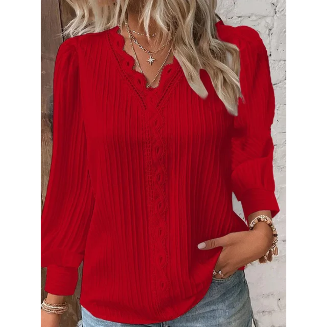 Stijlvolle damesblouse met V-hals en lange mouwen - Alvara