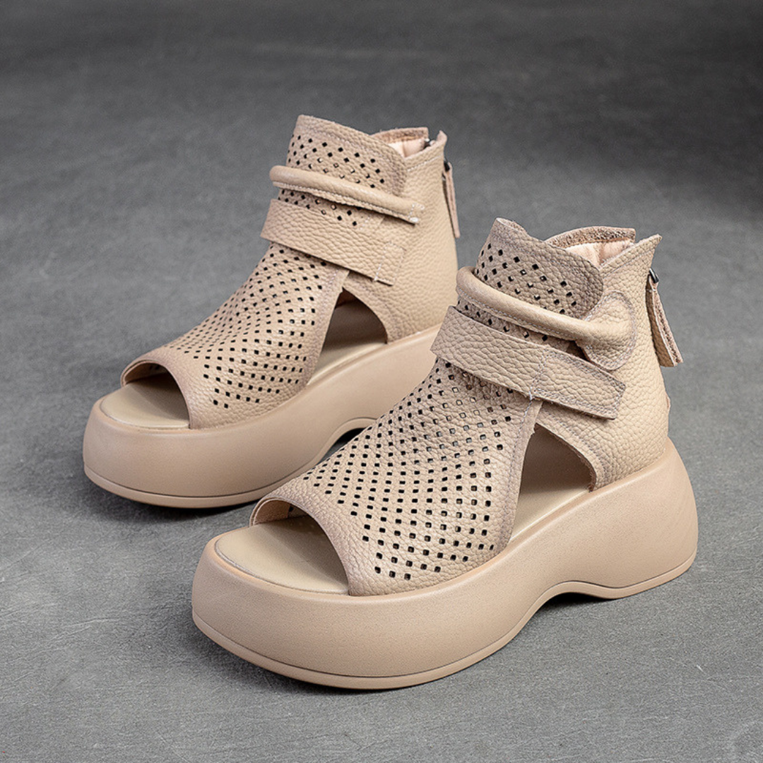 Orthopedische leren sandalen dames met schokabsorberende zool - Meike