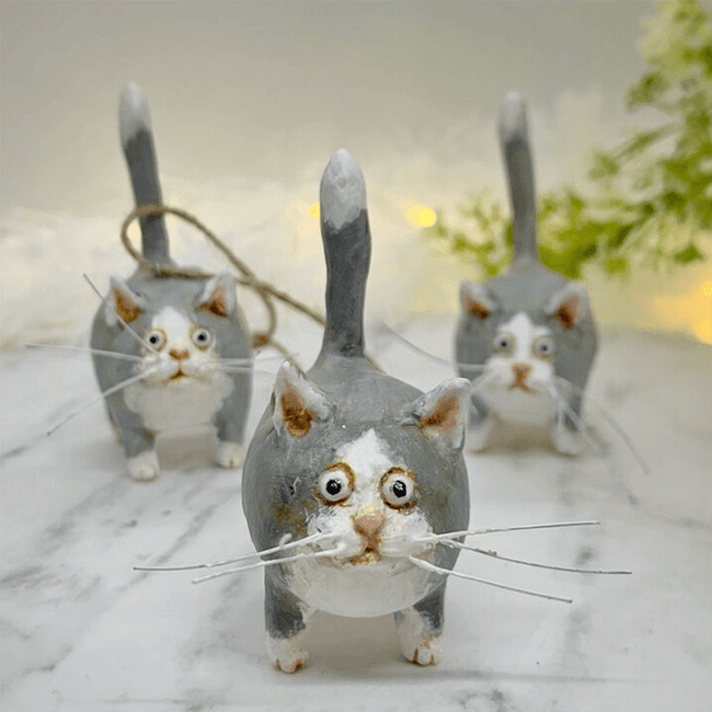 Uniek Handgemaakt Katten Kerstornament - Purrfect Holiday Hangers