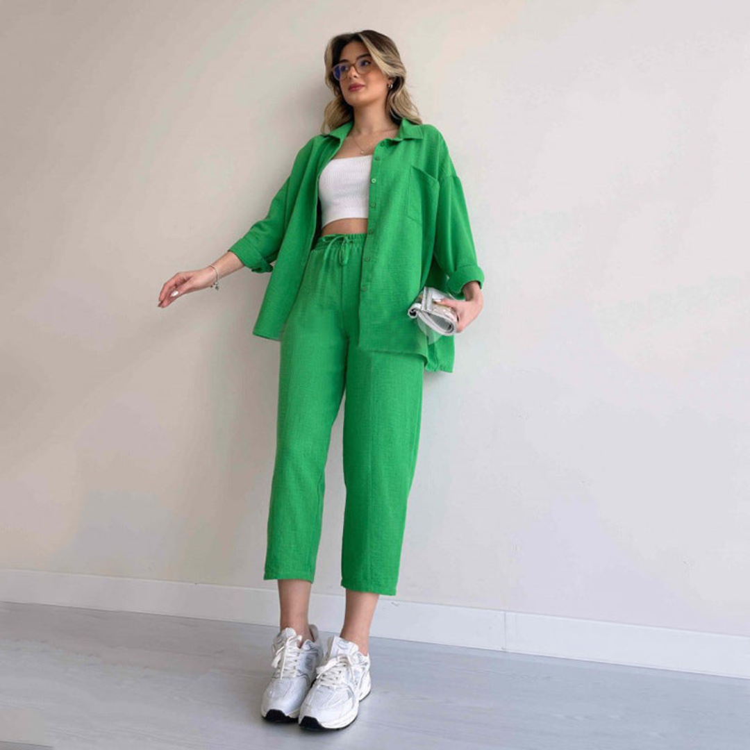 Lichte Tweedelige Linnen Dames Set - Camille