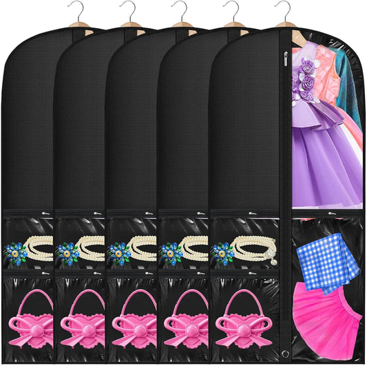 Dans- en Kostuum Hoes Set – 5-Pack met Transparante Hoezen & Vouwlus (1 Kopen, Krijg 1 GRATIS)