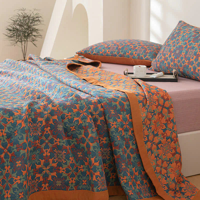 Katoenen Quilt met Blauw Patroon - Florencia