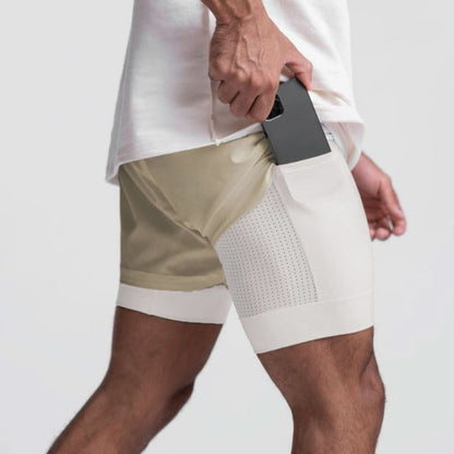 2-in-1 Ademende Heren Sportshorts met Binnenshorts - Noah