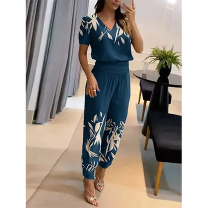 Trendy dames jumpsuit met korte mouwen en wijde pijpen - Alina