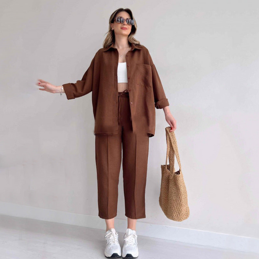 Lichte Tweedelige Linnen Dames Set - Camille