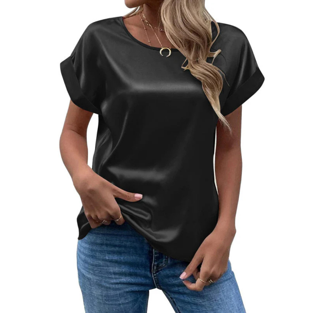 Satiniertes trendshirt met losse snit voor dames - Leona