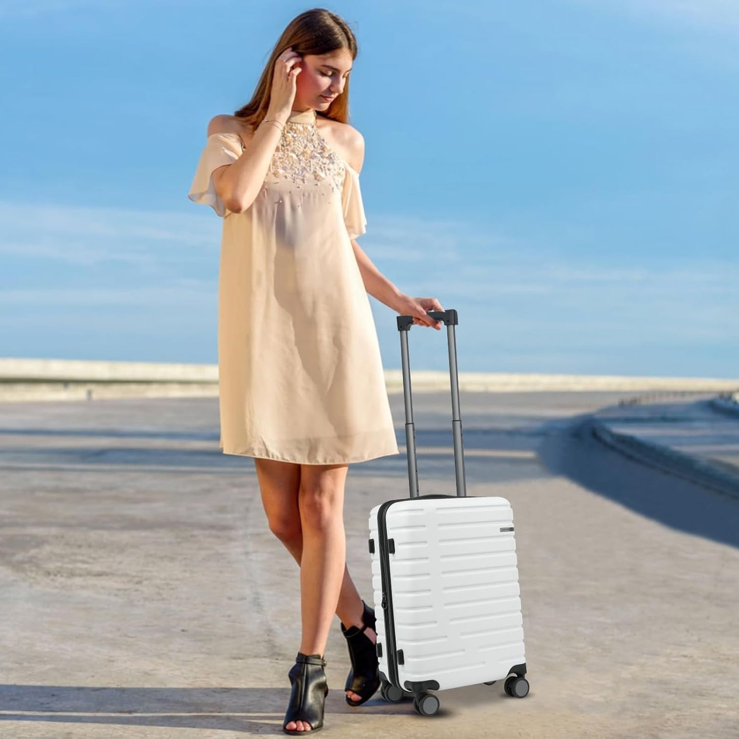 Uitbreidbare harde koffer met spinnerwielen en TSA-slot