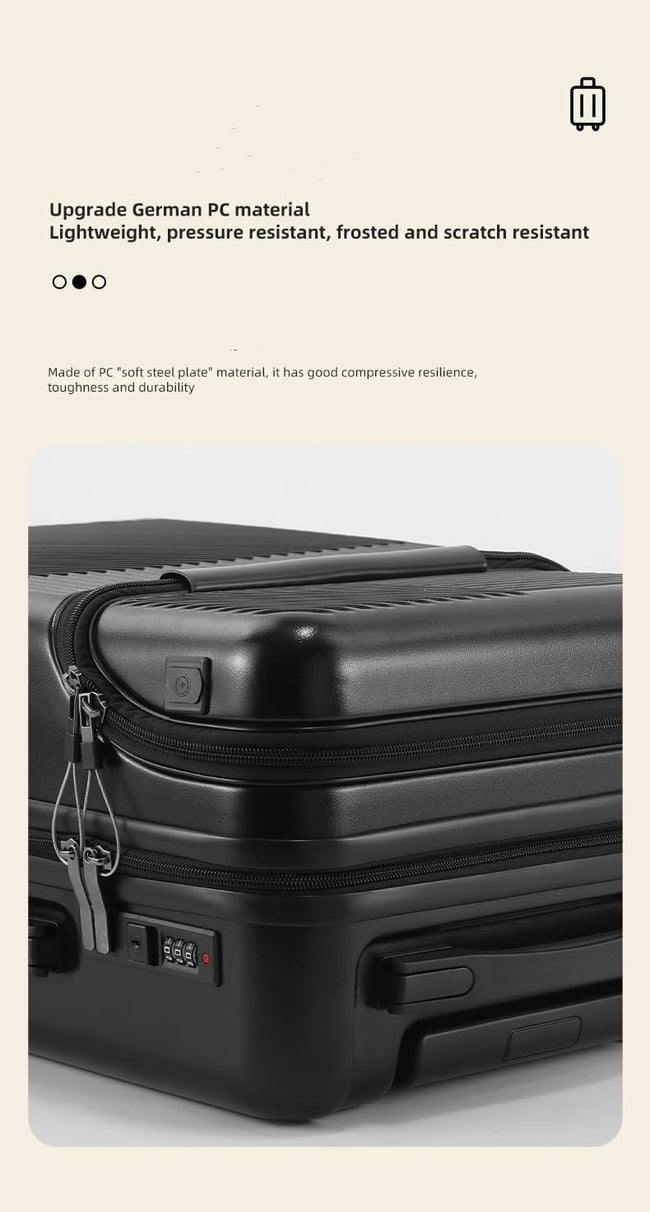 Hard Shell Handbagagekoffer met Bekerhouder, USB-poort & TSA-slot