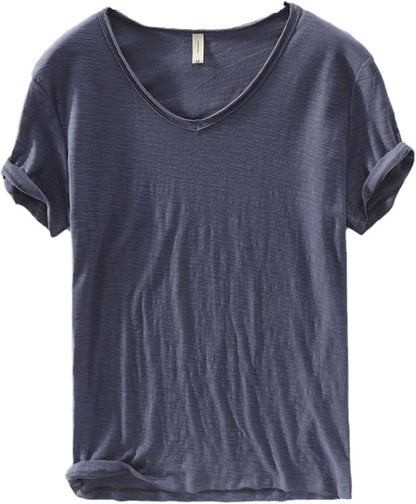 Heren V-hals Linnen Shirt - Luca
