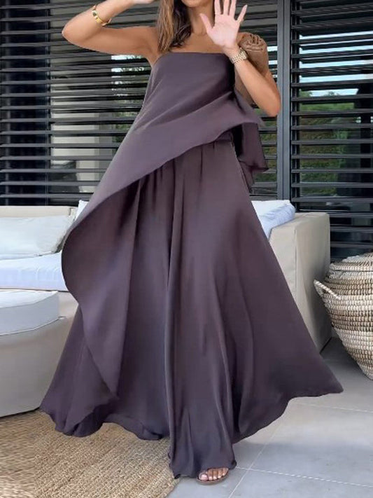 Tweedelige off-shoulder blouse- en maxi-rokset voor dames – Jolina