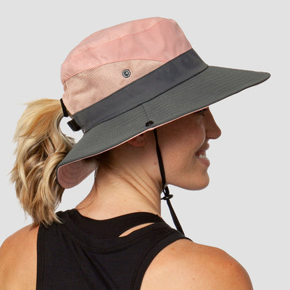 Ademend UV-bescherming dames zonnehoed opvouwbaar met paardenstaartopening – Liane (Koop 1, Krijg 1 GRATIS)