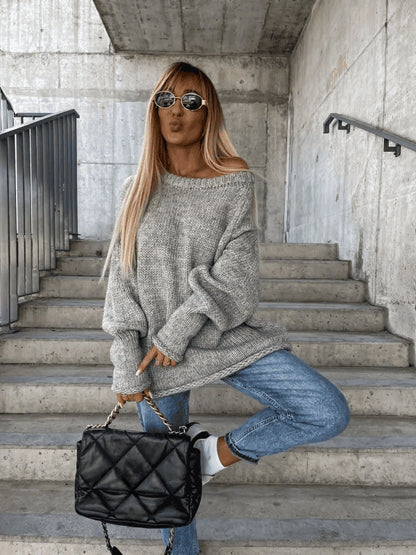 Gelaagde gebreide damestrui met off-shoulder design - Amira