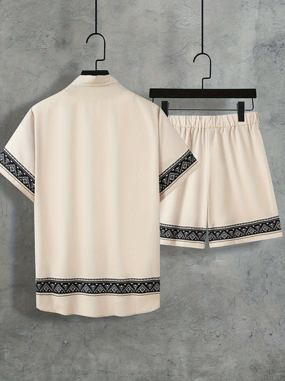 Tweedelige Boho Zomer Set Heren Shirt en Shorts Casual - Malik