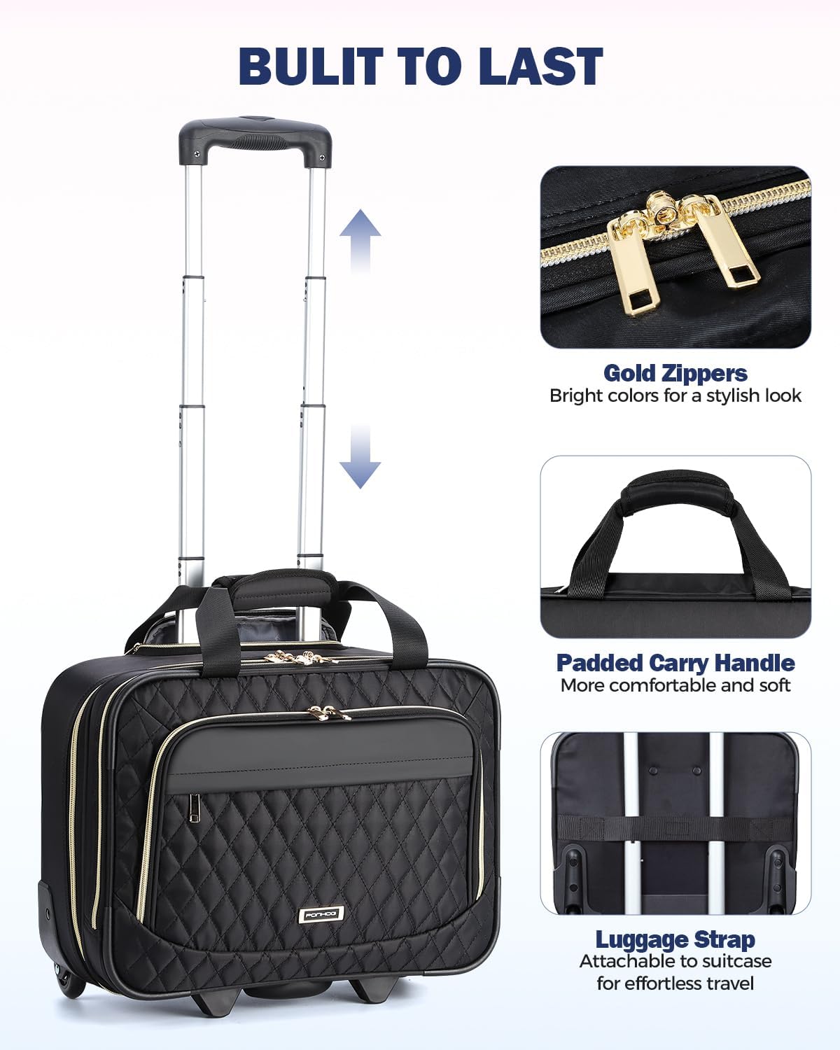 15,6" Laptop Trolley met Meerdere Vakken & Vliegtuig goedgekeurde Afmetingen