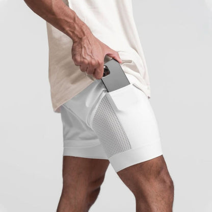 2-in-1 Ademende Heren Sportshorts met Binnenshorts - Noah