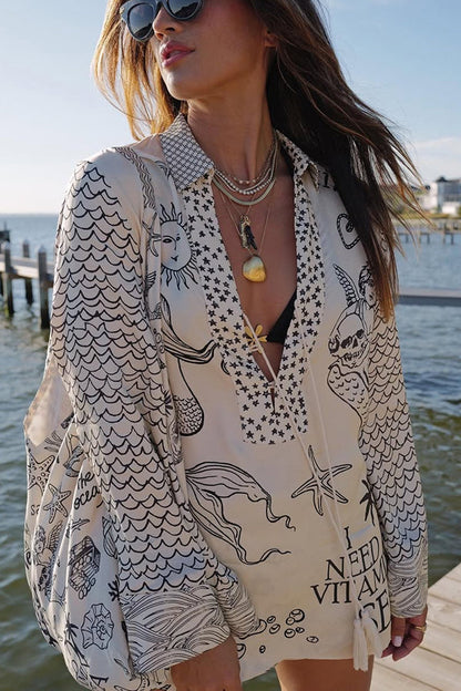 Satijn zomer shorts set met blouse - Talia
