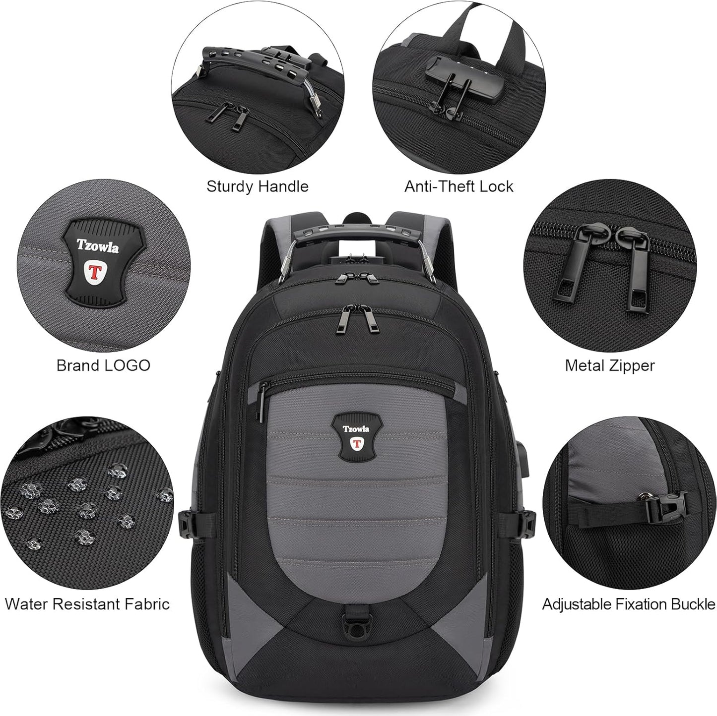 Waterdichte Anti-Diefstal Laptop- & Reisrugzak met USB-poort – 17,3"