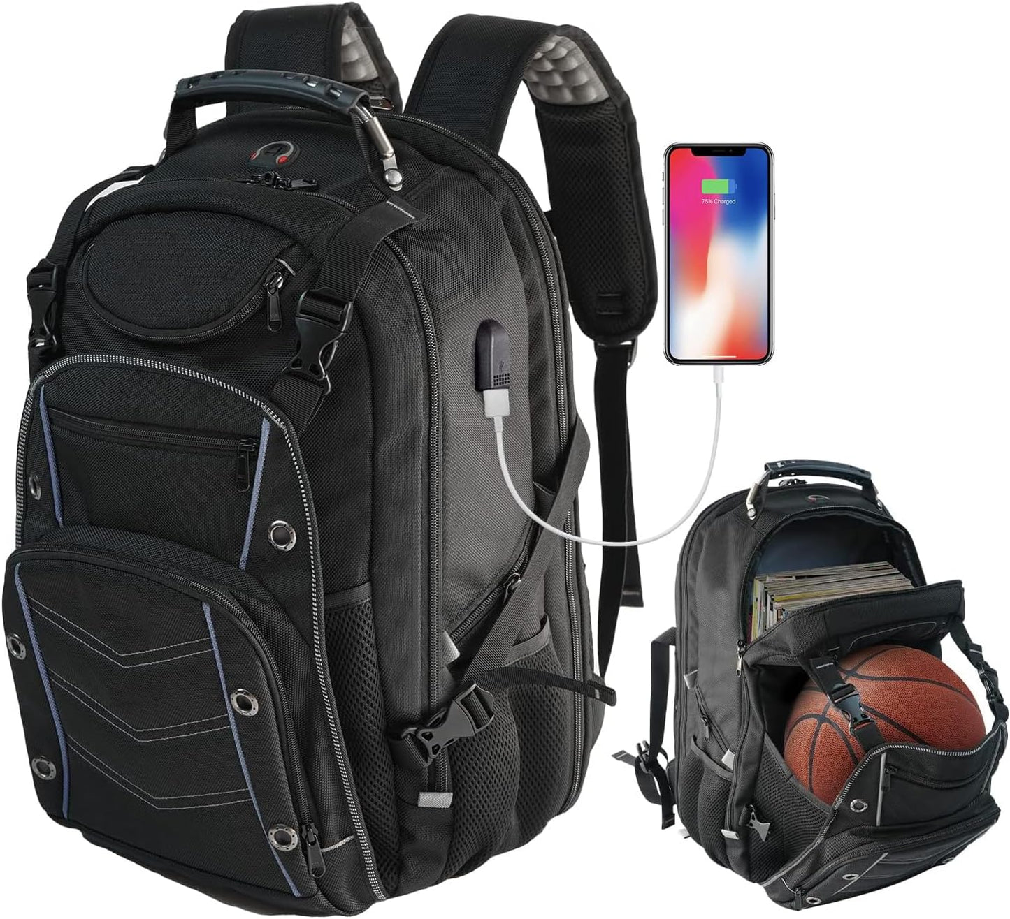 55L Extra-Grote Reis Laptop Rugzak met USB Opladen en RFID Beveiliging