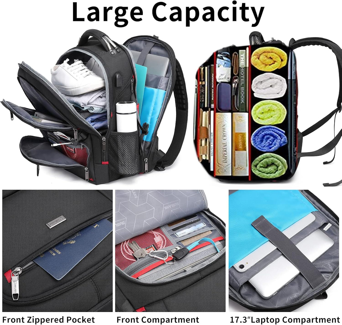50L Waterdichte Extra Grote Reis Laptoprugzak met USB-poort