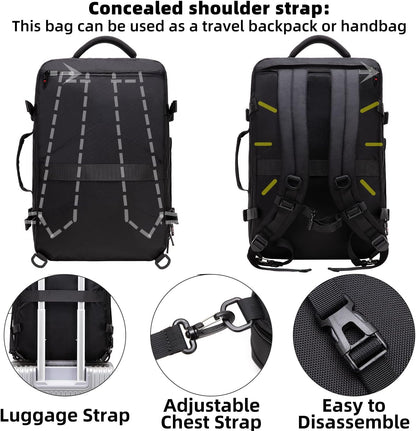 Uitbreidbare 45L–55L waterbestendige reiserugzak met 18" laptopvak