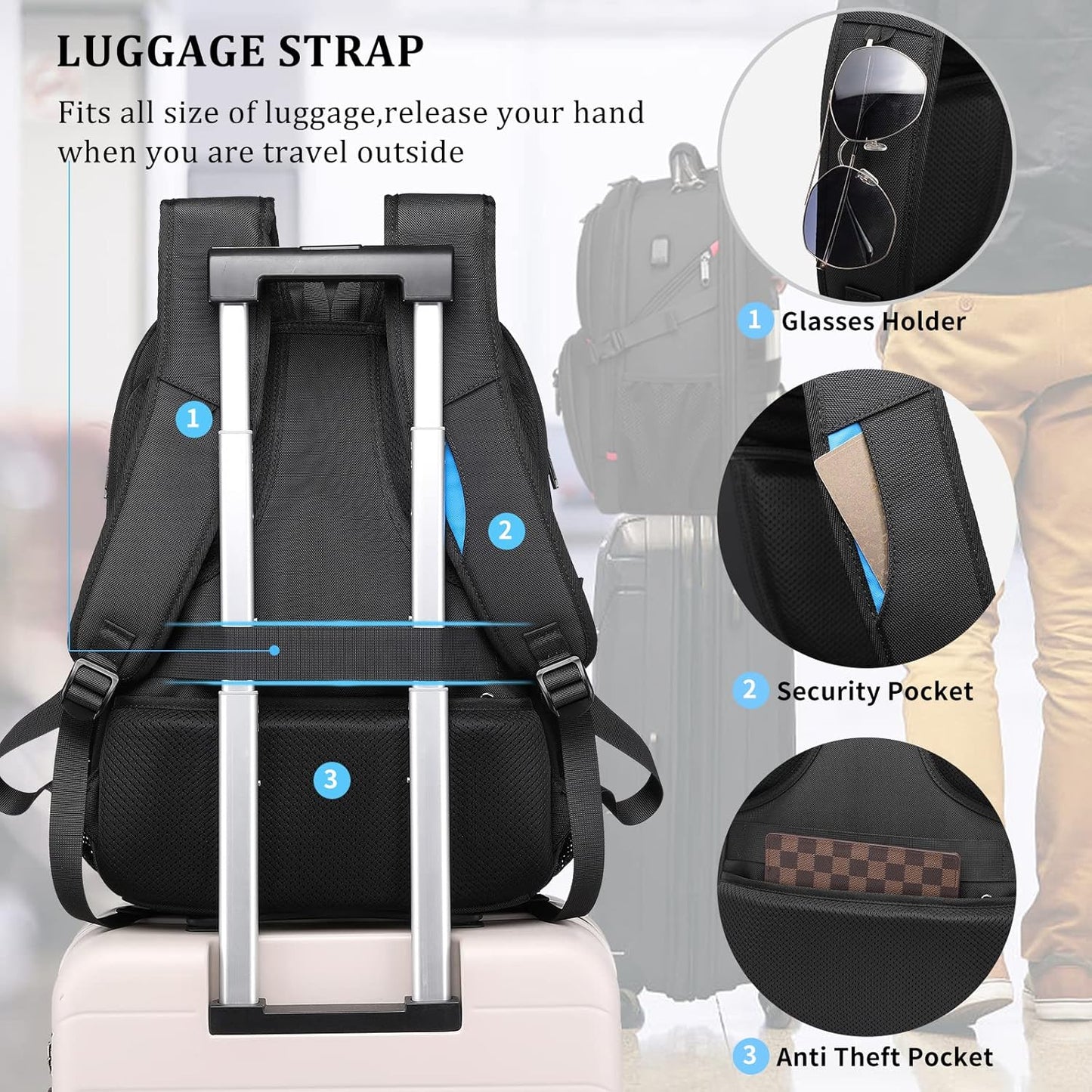 50L Waterdichte Extra Grote Reis Laptoprugzak met USB-poort