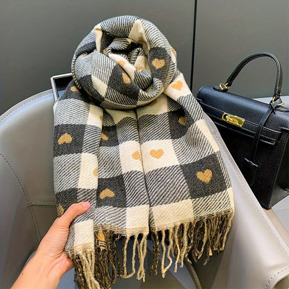 Geruite Dames sjaal van polyester voor de herfst & winter – Aurelie