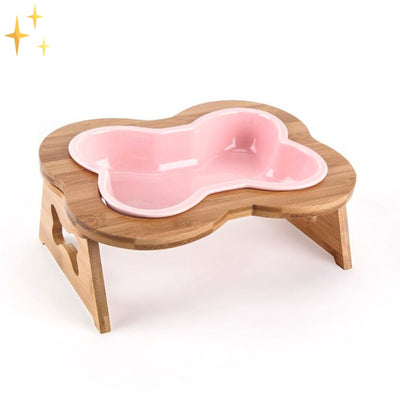 Keramische Honden Voerbak met Houten Verhoging - BoneFeast