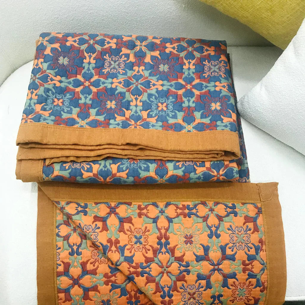 Katoenen Quilt met Blauw Patroon - Florencia