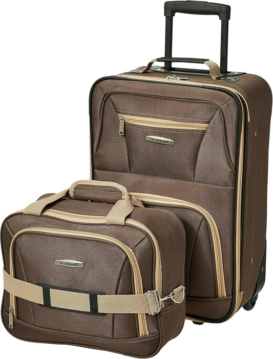 2-delige Zachte Koffer Set met Handbagage Tas & Soepele Wielen