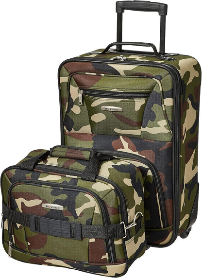 2-delige Zachte Koffer Set met Handbagage Tas & Soepele Wielen