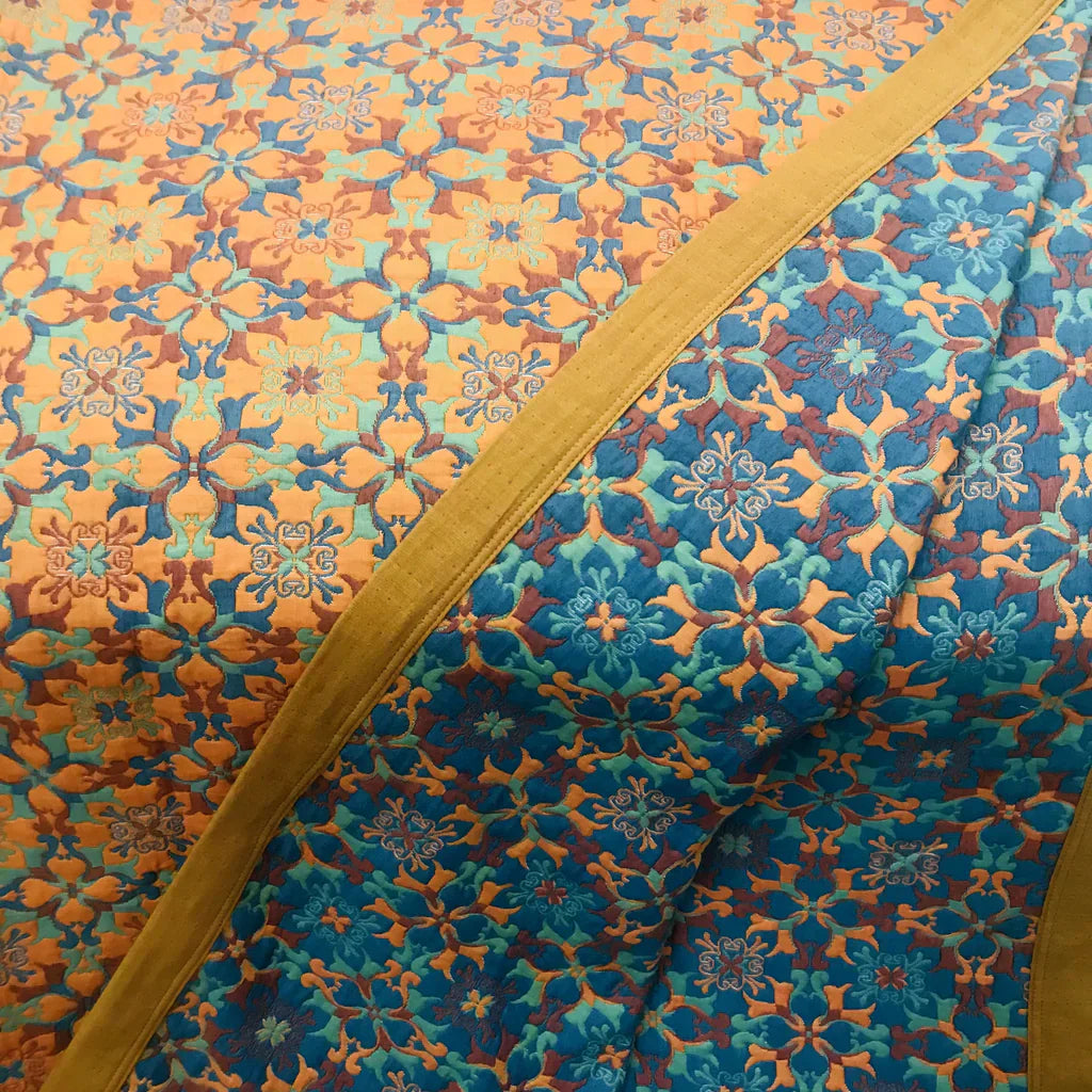 Katoenen Quilt met Blauw Patroon - Florencia