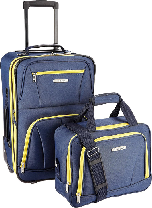 2-delige Zachte Koffer Set met Handbagage Tas & Soepele Wielen