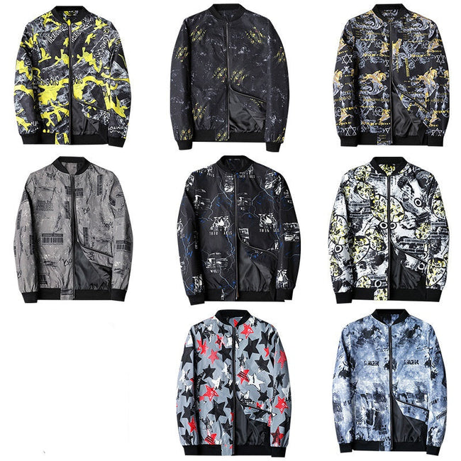 Heren Bomberjack met Abstracte Print - Enzo