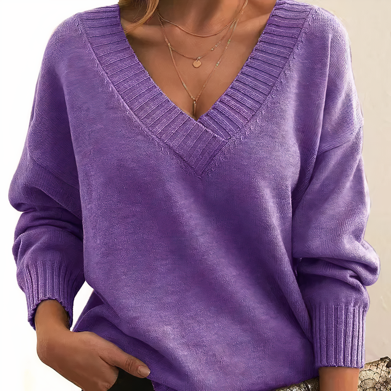 Kasjmier Dames Trui met V-hals – Amira