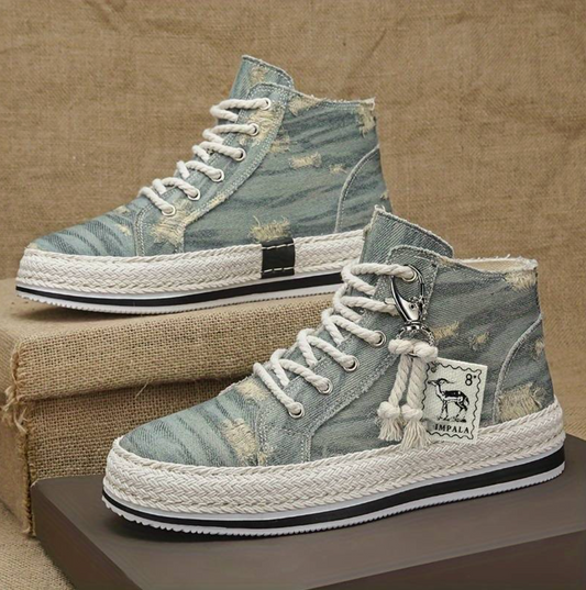 Heren High-Top Denim Sneaker met Gripzool & Enkelsteun – Jarek