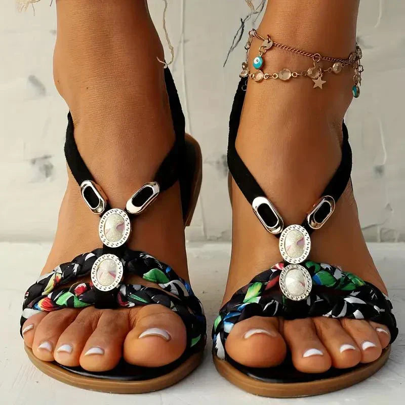 Boho Kralen Slip-On Zomersandalen – Amira