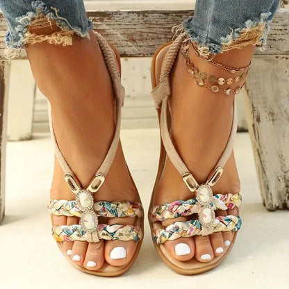 Boho Kralen Slip-On Zomersandalen – Amira
