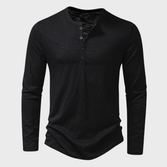 Heren Henley Shirt met Lange Mouwen – Einar
