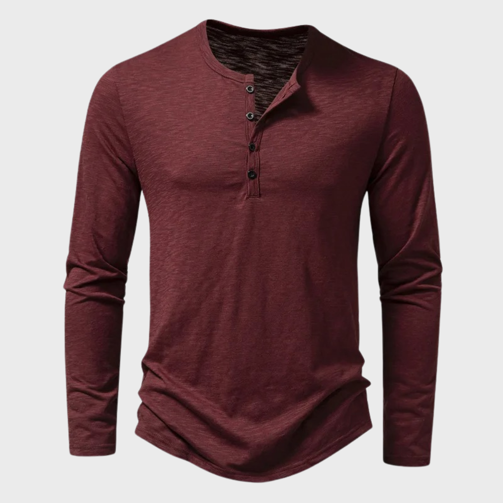 Heren Henley Shirt met Lange Mouwen – Einar