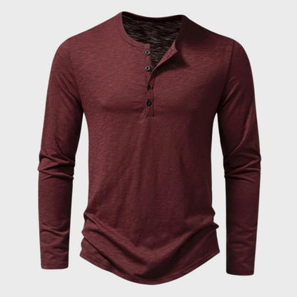 Heren Henley Shirt met Lange Mouwen – Einar