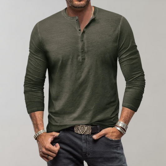 Heren Henley Shirt met Lange Mouwen – Einar