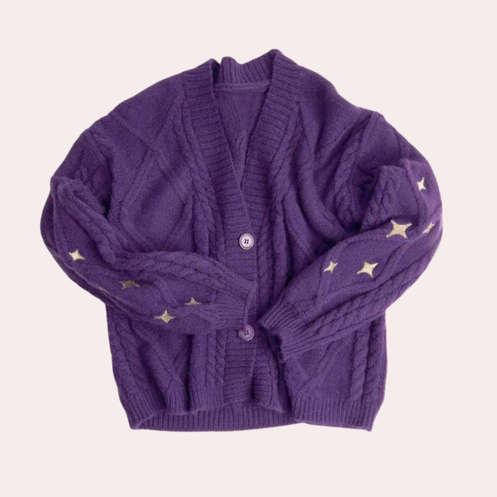 Gebreid Damesvest met Aardbei-Details – Poppy