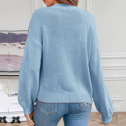 Gebreid Damesvest met 3D Bloemen – Maribel