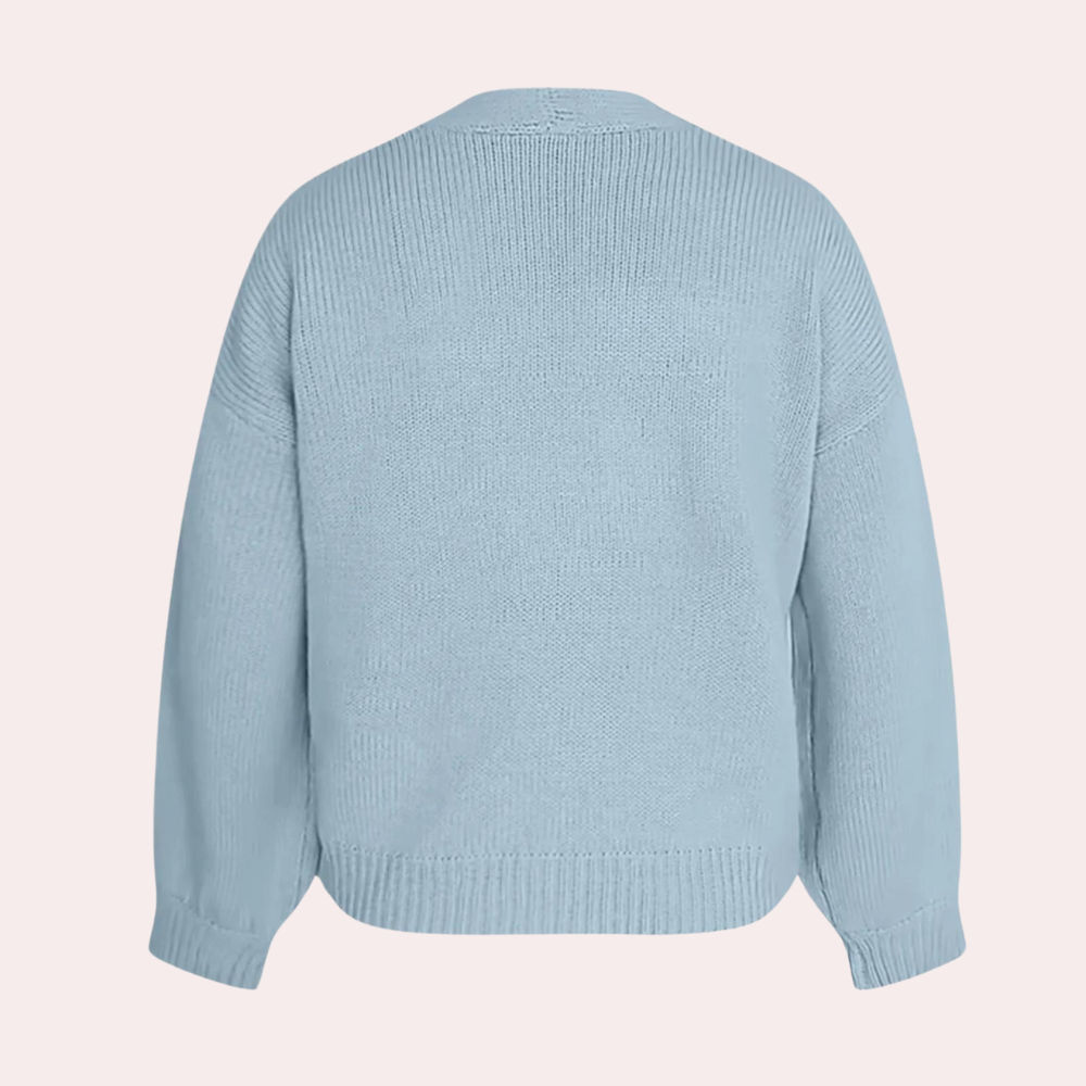 Gebreid Damesvest met 3D Bloemen – Maribel