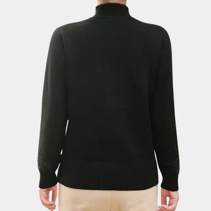 Gebreide Damestrui met Bloemenpatroon en Hoge Kraag – Alfhild