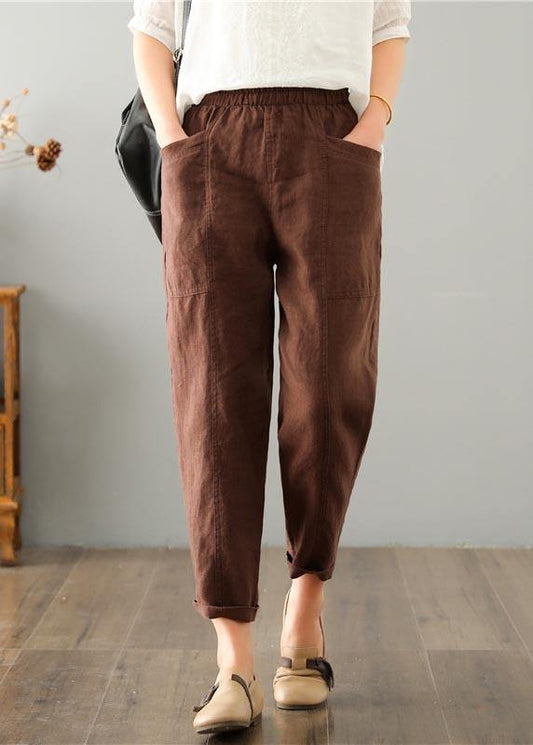 Dames zomerbroek van linnen-katoenmengsel met elastische tailleband – Clara