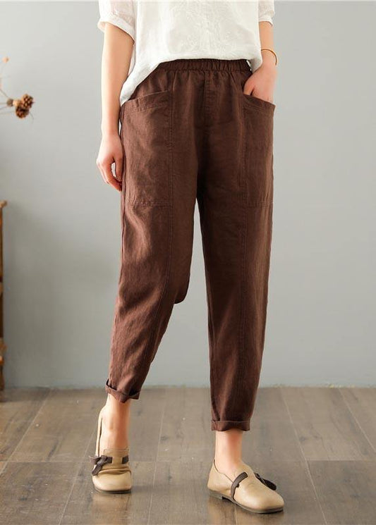 Dames zomerbroek van linnen-katoenmengsel met elastische tailleband – Clara
